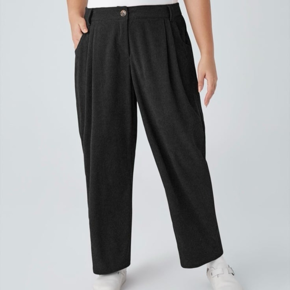 Halara AuraCord Mid Rise‎ Corduroy Casual Pants Black 1X